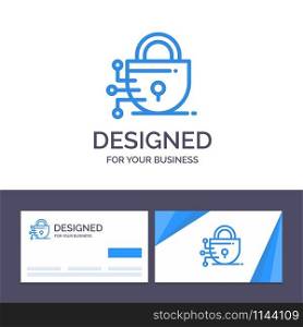 Creative Business Card and Logo template Digital, Lock, Technology Vector Illustration