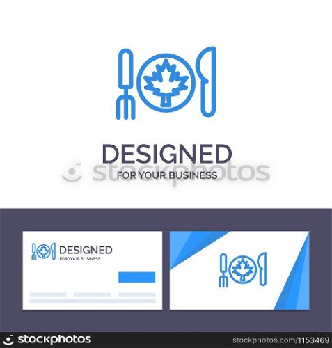 Creative Business Card and Logo template Dinner, Autumn, Canada, Leaf Vector Illustration