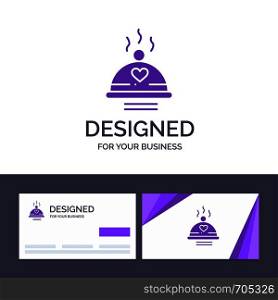 Creative Business Card and Logo template Dinner, Food, Bbq, Love, Valentine Vector Illustration