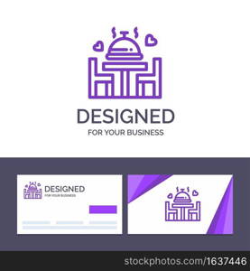 Creative Business Card and Logo template Dinner, Love, Wedding, Plate Vector Illustration