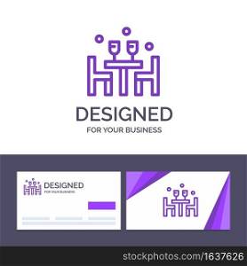 Creative Business Card and Logo template Dinner, Lunch, Romantic, Love, Valentine Vector Illustration