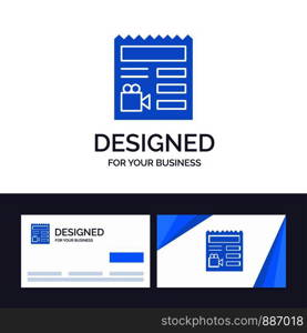 Creative Business Card and Logo template Document, Basic, Video, Camera Vector Illustration