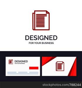 Creative Business Card and Logo template Document, Note, Report, Paper Vector Illustration