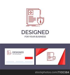 Creative Business Card and Logo template Document, Protection, Shield, Medical, Health Vector Illustration