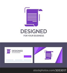 Creative Business Card and Logo template Document, Report, Note, Paper, Guidelines Vector Illustration