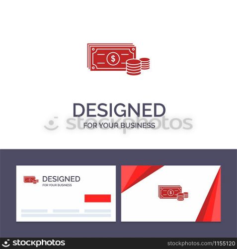 Creative Business Card and Logo template Dollar, Coins, Finance, Money, Business Vector Illustration
