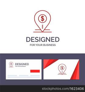 Creative Business Card and Logo template Dollar, Pin, Map, Location, Bank, Business Vector Illustration