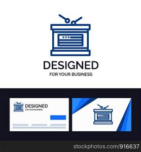 Creative Business Card and Logo template Drum, Holiday, Independence, Independence Day Vector Illustration