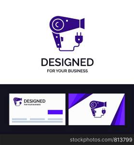 Creative Business Card and Logo template Dryer, Hair, Hairdryer, Plug Vector Illustration
