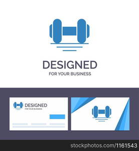 Creative Business Card and Logo template Dumbbell, Fitness, Gym, Lift Vector Illustration