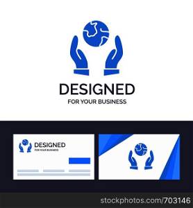 Creative Business Card and Logo template Earth Saving, Eco Protection, Guarder Vector Illustration