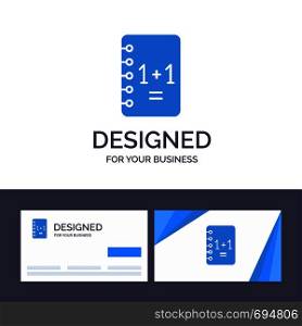 Creative Business Card and Logo template Education, Notebook, Notepad , 1+1 Vector Illustration