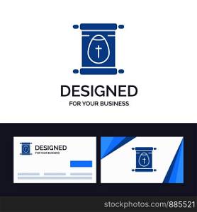 Creative Business Card and Logo template Education, School, Scroll, Easter Vector Illustration