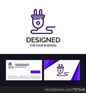 Creative Business Card and Logo template Electrical, Energy, Plug, Power Supply, Vector Illustration