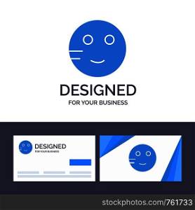 Creative Business Card and Logo template Embarrassed, Emojis, School, Study Vector Illustration
