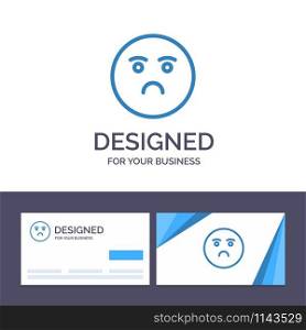 Creative Business Card and Logo template Emojis, Emotion, Feeling, Sad Vector Illustration