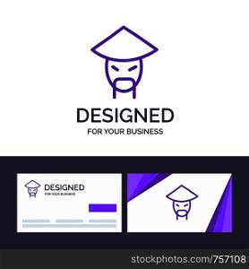 Creative Business Card and Logo template Emperor, China, Monk, Chinese Vector Illustration