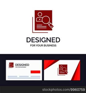 Creative Business Card and Logo template Employee, Hr, Human, Hunting, Personal, Resources, Resume, Search Vector Illustration