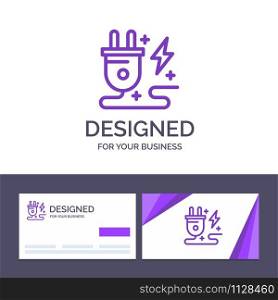 Creative Business Card and Logo template Energy, Plug, Power, Nature Vector Illustration