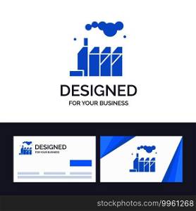 Creative Business Card and Logo template Energy, Pollution, Factory Vector Illustration