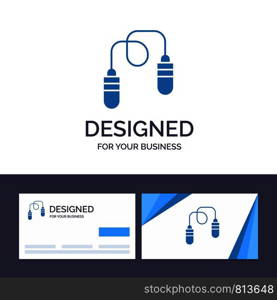 Creative Business Card and Logo template Exercise, Fitness, Jump Rope, Jumping Vector Illustration