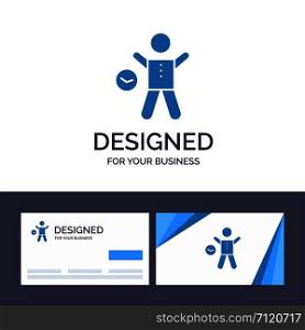 Creative Business Card and Logo template Exercise, Gym, Time, Health, Man Vector Illustration