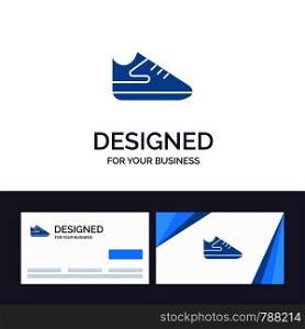 Creative Business Card and Logo template Exercise, Shoes, Sports Vector Illustration