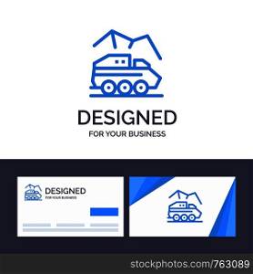 Creative Business Card and Logo template Exploration, Planet, Rover, Surface, Transport Vector Illustration