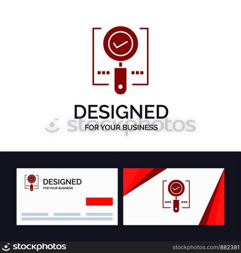 Creative Business Card and Logo template Explore, Find, Magnifier, Ok, Search Vector Illustration