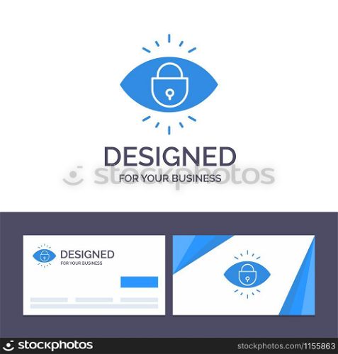 Creative Business Card and Logo template Eye, Internet, Security, Lock Vector Illustration
