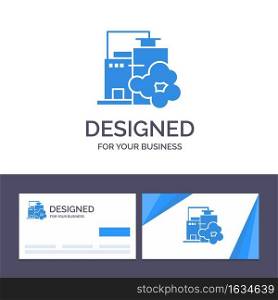 Creative Business Card and Logo template Factory, Industry, Landscape, Pollution Vector Illustration