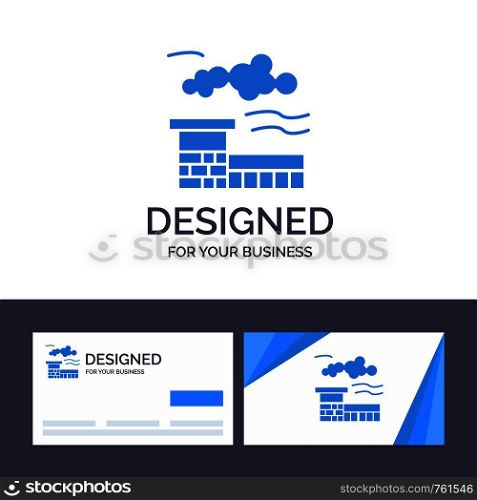 Creative Business Card and Logo template Factory, Industry, Landscape Vector Illustration
