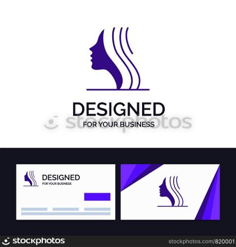 Creative Business Card and Logo template Female, Women, Girl, Face Vector Illustration