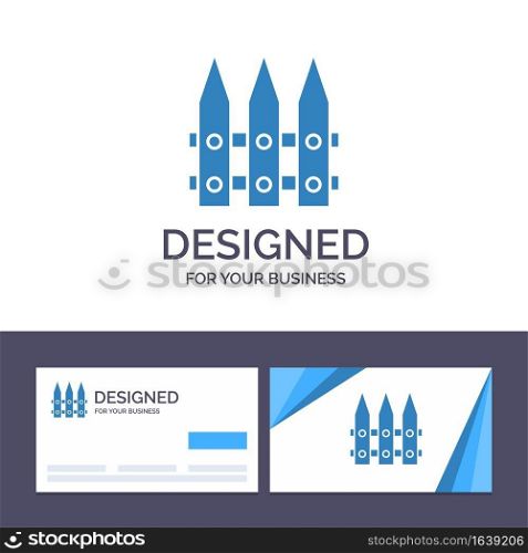 Creative Business Card and Logo template Fence, Garden, Gardening, Spring Vector Illustration