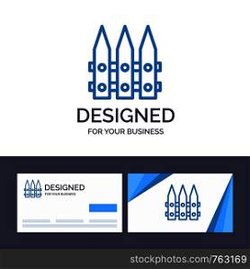 Creative Business Card and Logo template Fence, Garden, Gardening, Spring Vector Illustration
