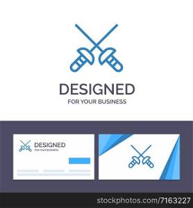 Creative Business Card and Logo template Fencing, Sabre, Sport Vector Illustration