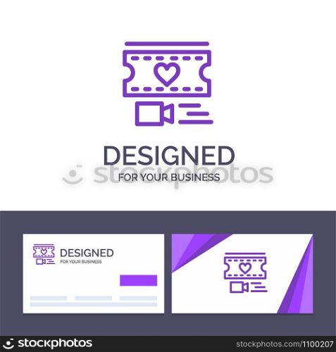 Creative Business Card and Logo template Film, Heart, Love, Wedding Vector Illustration