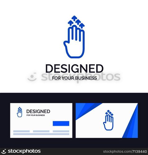 Creative Business Card and Logo template Finger, Four, Gesture, Arrow, Up Vector Illustration