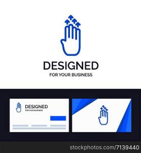 Creative Business Card and Logo template Finger, Four, Gesture, Arrow, Up Vector Illustration