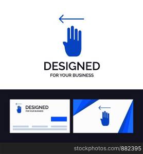 Creative Business Card and Logo template Finger, Four, Gesture, Left Vector Illustration