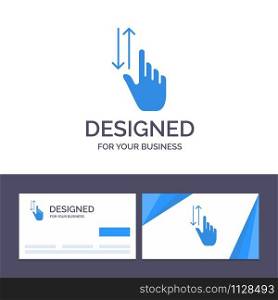 Creative Business Card and Logo template Finger, Gestures, Hand, Up, Down Vector Illustration