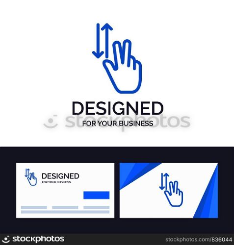 Creative Business Card and Logo template Finger, Gestures, Two, Up, Down Vector Illustration