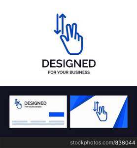 Creative Business Card and Logo template Finger, Gestures, Two, Up, Down Vector Illustration