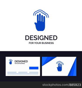 Creative Business Card and Logo template Fingers, Four, Gestures, Interface, Multiple Tap Vector Illustration