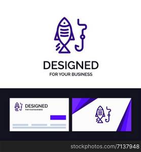 Creative Business Card and Logo template Fishing, Fish, Hook, Hunting Vector Illustration