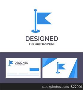 Creative Business Card and Logo template Flag, Location, Map, World Vector Illustration
