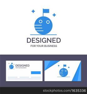Creative Business Card and Logo template Flag, Moon, Space Vector Illustration