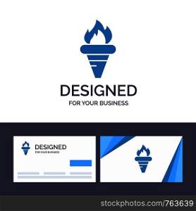 Creative Business Card and Logo template Flame, Games, Greece, Holding, Olympic Vector Illustration