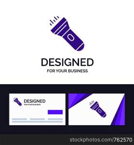 Creative Business Card and Logo template Flashlight, Light, Torch, Flash Vector Illustration
