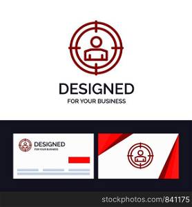 Creative Business Card and Logo template Focus, Target, Audience Targeting, Vector Illustration